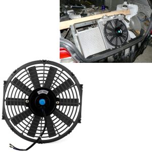 12V 80W 12 inch Car Cooling Fan High-power Modified Tank Fan Cooling Fan Powerful Auto Fan Mini Air Conditioner for Car, 12 inch (Black)
