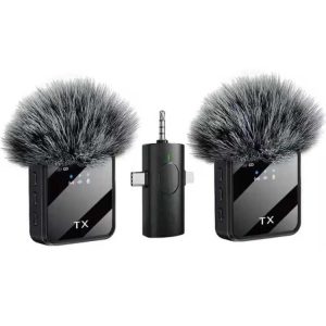 Mini Wireless Lavalier Microphone with 3 in 1 Receiver and Dual Microphone for Interview / Vlog / Podcast