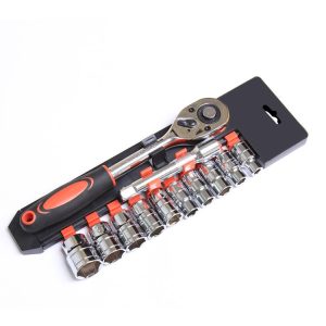 CY-0028 12 PCS/Set Auto Repair Tool Ratchet Quick Socket Wrench Hardware Box Combination, 1/2 Big Fly, 3/8 Middle Fly, 1/4 Small Fly