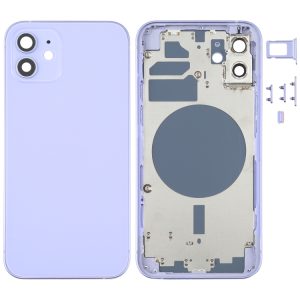 Back Housing Cover with SIM Card Tray & Side  Keys & Camera Lens for iPhone 12(White), Back Housing Cover for 12, For iPhone 12(with SIM Card Tray), For iPhone 12(with Card Tray)